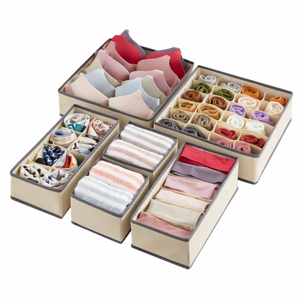 Lifewit Fabric Dresser Drawer Underwear Organizer, 4/6-Piece Storage Bins