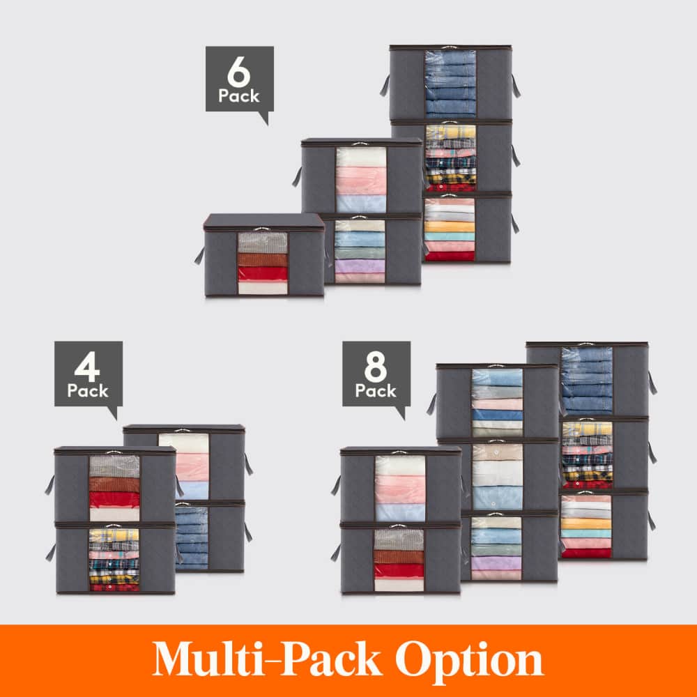 Lifewit Foldable Storage Bags with Clear Window for Clothes, Blankets, 60L