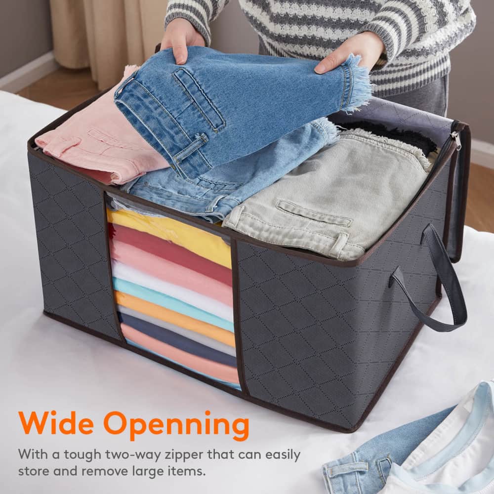 Lifewit Foldable Storage Bags with Clear Window for Clothes, Blankets, 60L