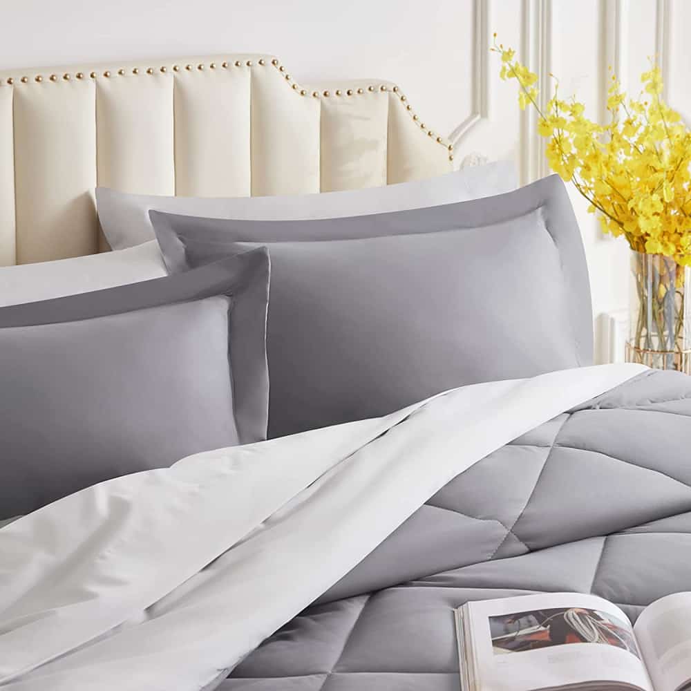 Lifewit Gray Microfiber Comforter Bedding Set, Queen/King
