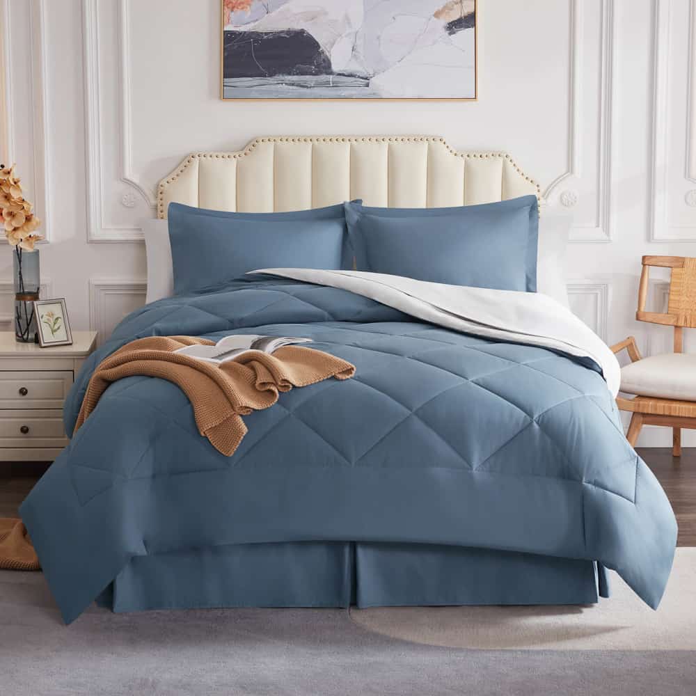 Lifewit Gray Microfiber Comforter Bedding Set, Queen/King