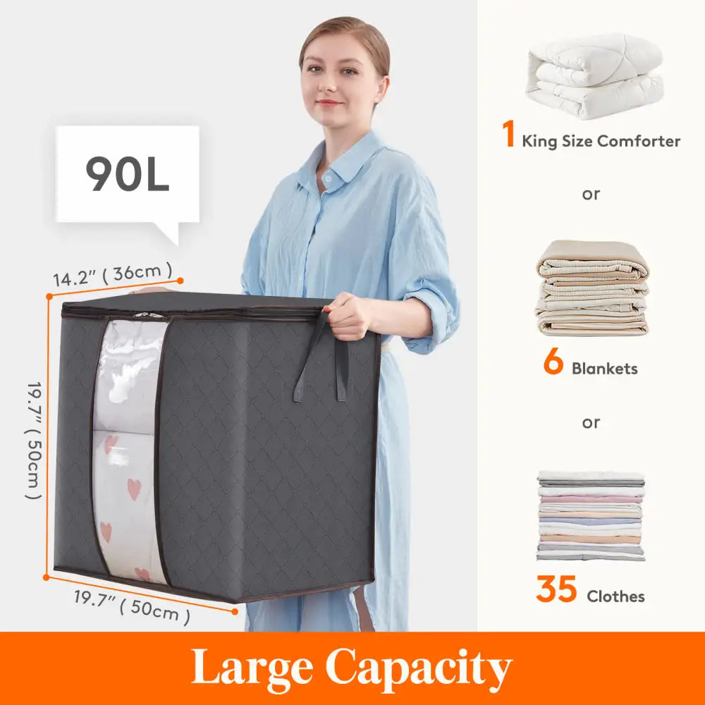 Lifewit Large Storage Bags Organizer for Clothes, Blankets, 90L, 3 Packs