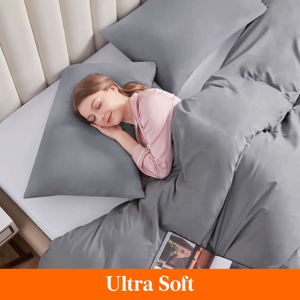 Lifewit Microfiber Envelope Pillow Covers, White/Blue/Grey