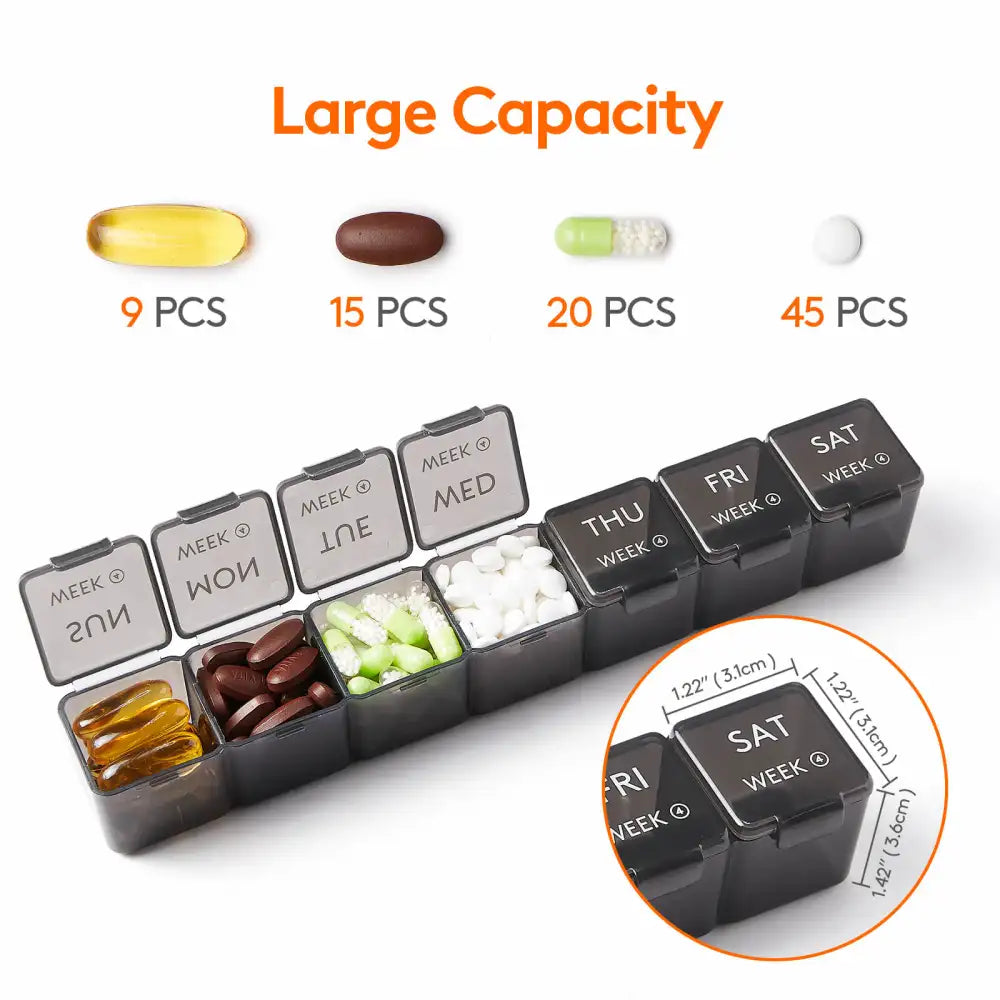 Lifewit Monthly Pill Box Organizer, 4 Packs Weekly Medicine Pill Organizer Cases