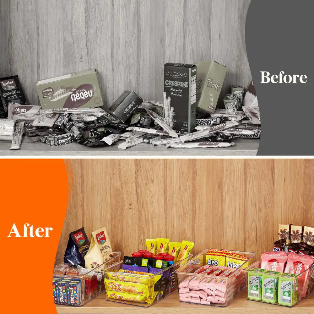 Lifewit Plastic Snack Organizer Bins, Pantry Snack Storage Organizer Box