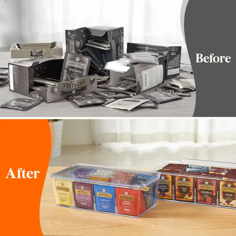 Lifewit Plastic Tea Bag Organizer Bins Box, Tea Storage Container for Kitchen