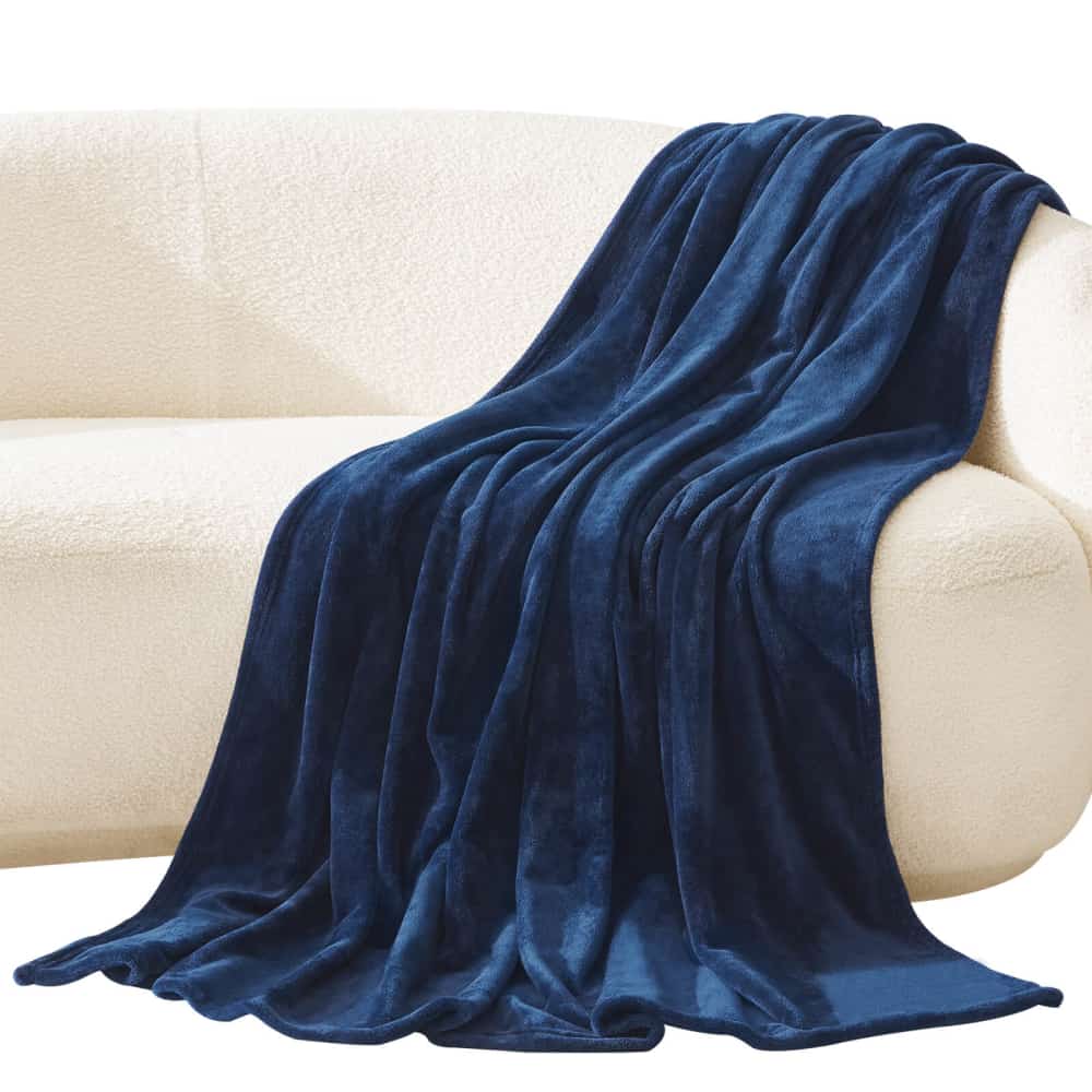 Lifewit Plush Fleece Throw Blanket, Grey/Blue, Twin/Queen/King Size