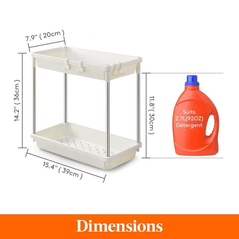 Lifewit Under Sink Shelves Organizer Rack, 2 Tier with 4 Hooks