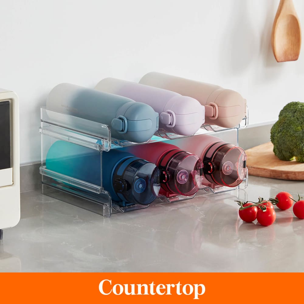 Lifewit Stackable Water Bottle Storage Organizer, Plastic Bottle Holder Rack