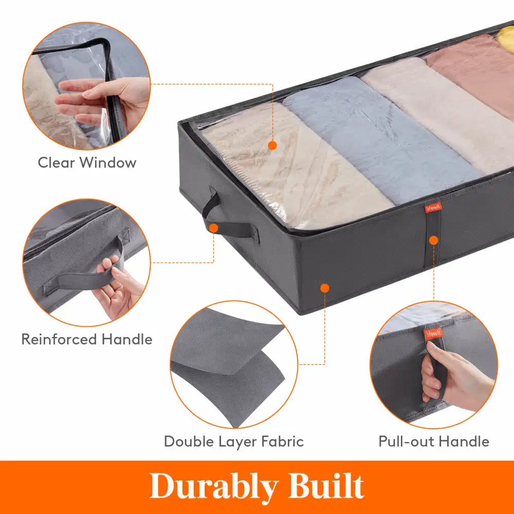 Lifewit Under Bed Storage Totes Bags, Low Profile Organizers, 2 Packs