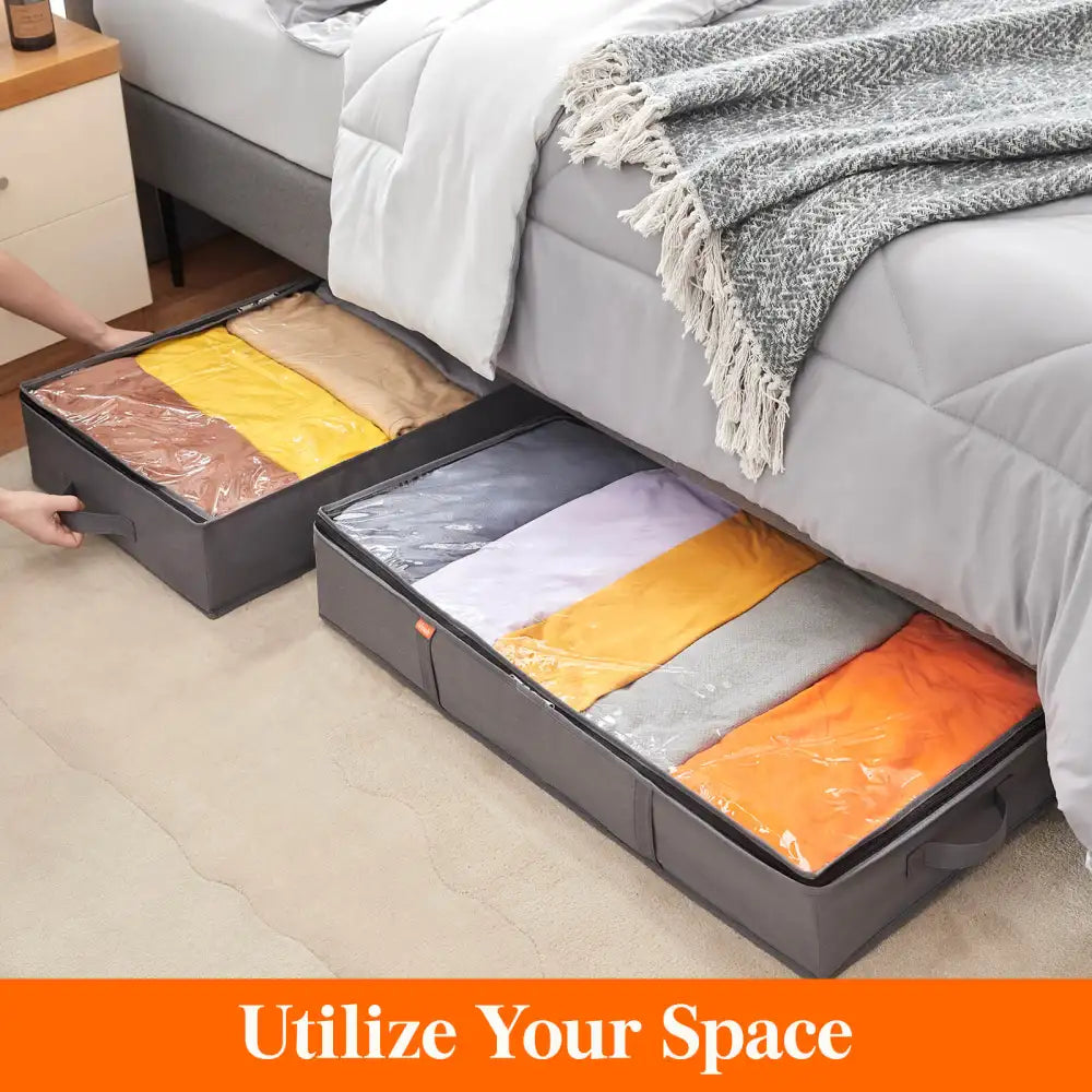Lifewit Under Bed Storage Totes Bags, Low Profile Organizers, 2 Packs