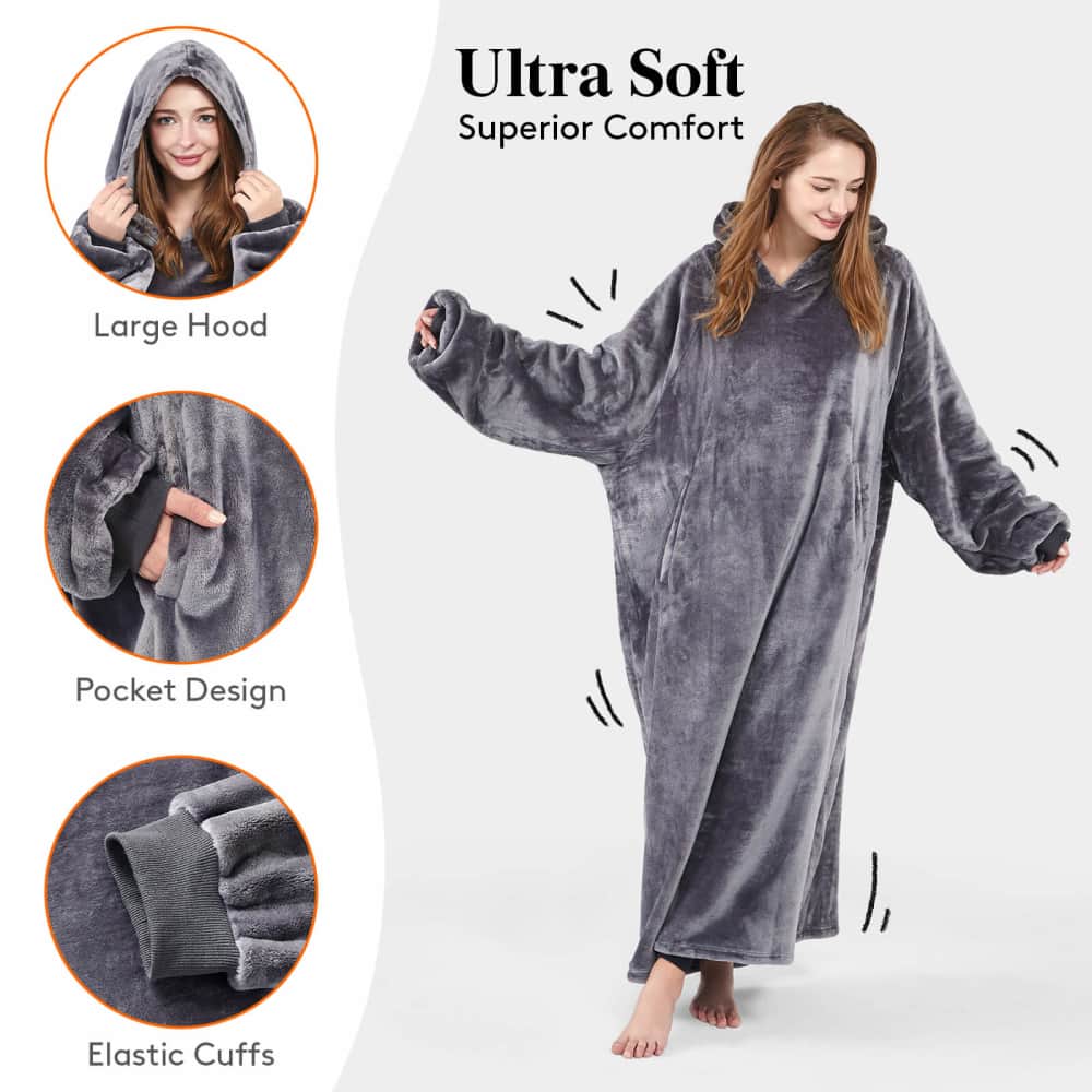 Lifewit Wearable Blanket Hoodie, Comfy Oversized Flannel Blanket Hoodie for Adults