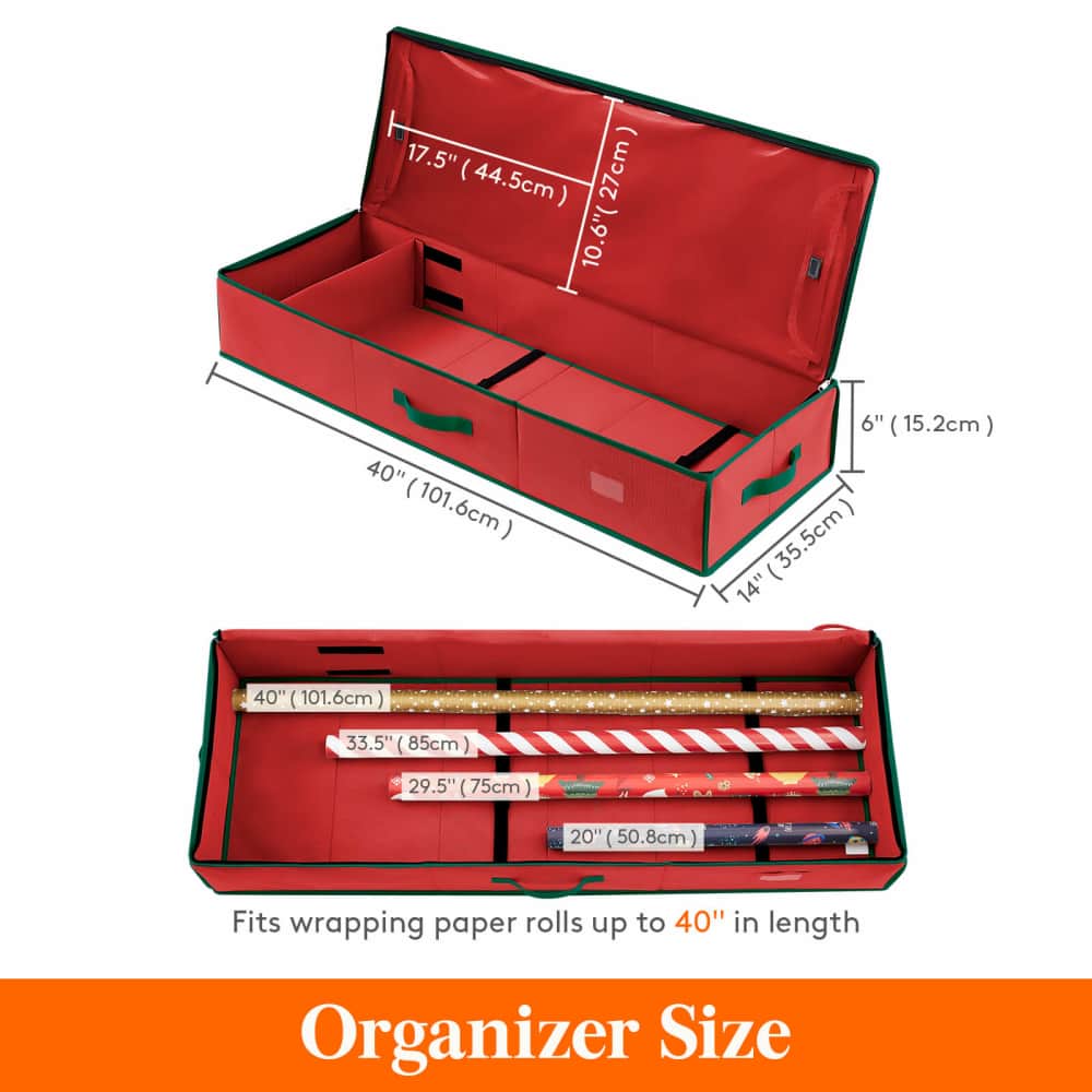 Lifewit Wrapping Paper Storage Container, Under Bed Christmas Storage Organizer Bins for Gift Wrap, Ribbon, Gift Bag